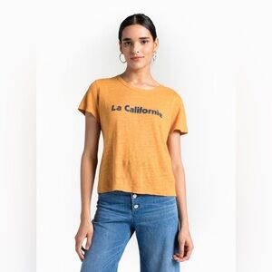 A.L.C. La Californie 100% Linen Tee Orange Navy